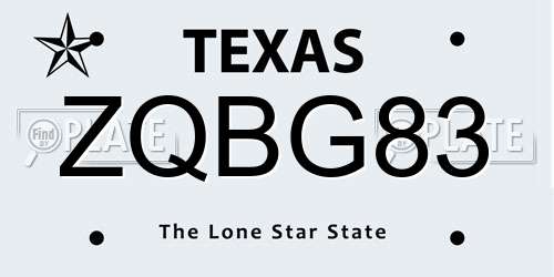 ZQBG83 Texas License Plate