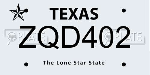 ZQD402 Texas License Plate