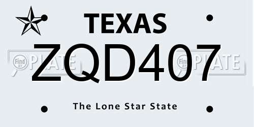 ZQD407 Texas License Plate