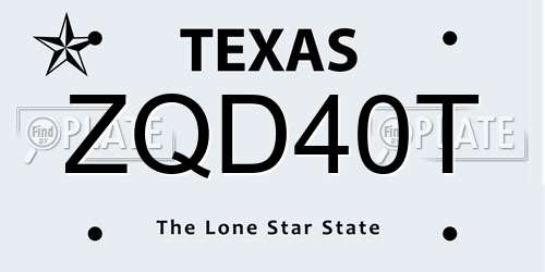 ZQD40T Texas License Plate