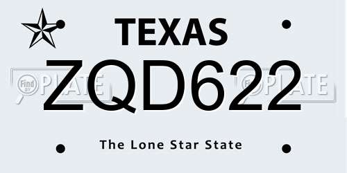 ZQD622 Texas License Plate