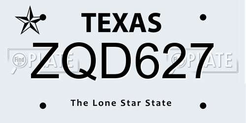 ZQD627 Texas License Plate