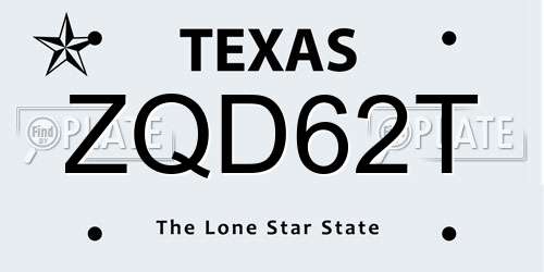 ZQD62T Texas License Plate