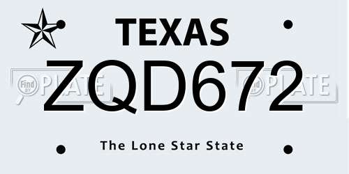 ZQD672 Texas License Plate