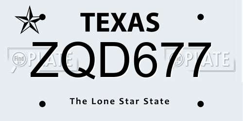 ZQD677 Texas License Plate