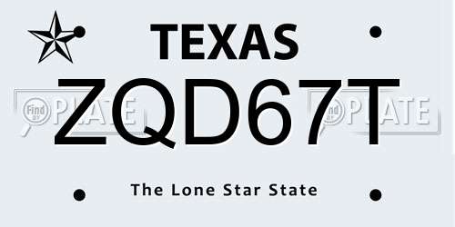 ZQD67T Texas License Plate
