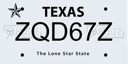 ZQD67Z Texas License Plate