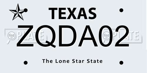 ZQDA02 Texas License Plate