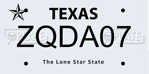 ZQDA07 Texas License Plate