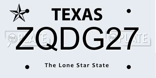 ZQDG27 Texas License Plate