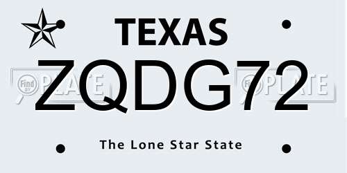 ZQDG72 Texas License Plate