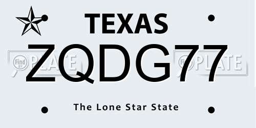 ZQDG77 Texas License Plate