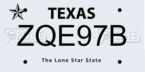 ZQE97B Texas License Plate