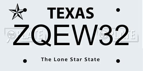 ZQEW32 Texas License Plate