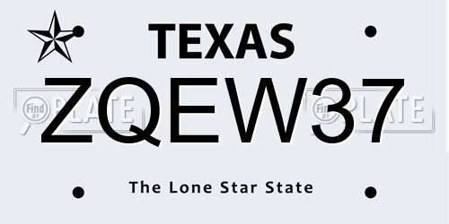 ZQEW37 Texas License Plate