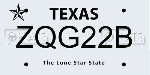 ZQG22B Texas License Plate