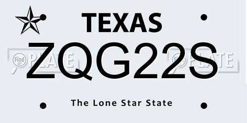 ZQG22S Texas License Plate