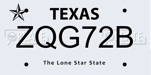 ZQG72B Texas License Plate