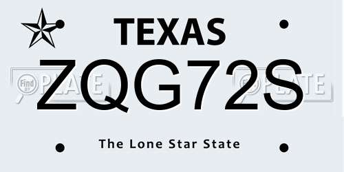 ZQG72S Texas License Plate