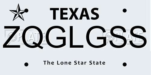ZQGLGSS Texas License Plate