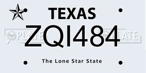 ZQI484 Texas License Plate