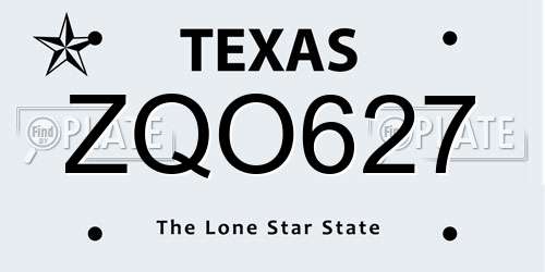 ZQO627 Texas License Plate