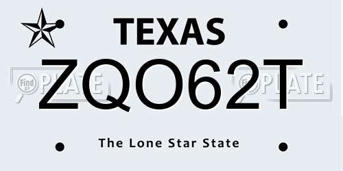 ZQO62T Texas License Plate