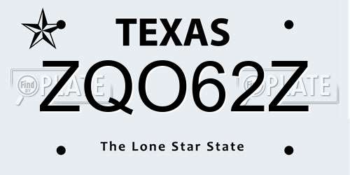 ZQO62Z Texas License Plate
