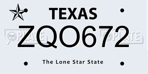 ZQO672 Texas License Plate