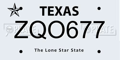 ZQO677 Texas License Plate
