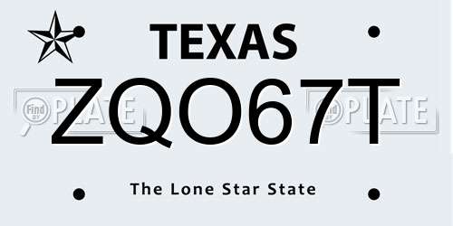 ZQO67T Texas License Plate