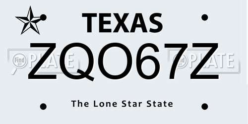 ZQO67Z Texas License Plate
