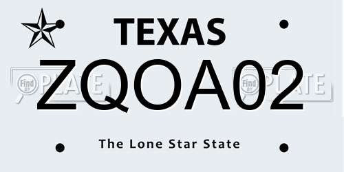 ZQOA02 Texas License Plate