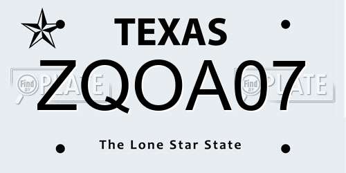ZQOA07 Texas License Plate