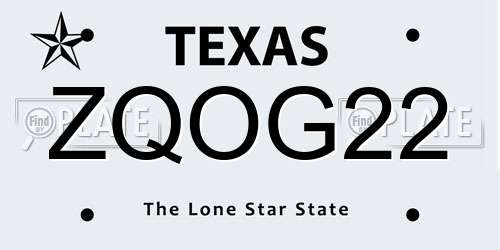 ZQOG22 Texas License Plate