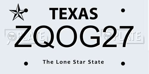 ZQOG27 Texas License Plate