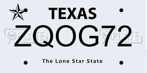 ZQOG72 Texas License Plate
