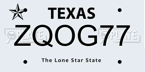 ZQOG77 Texas License Plate