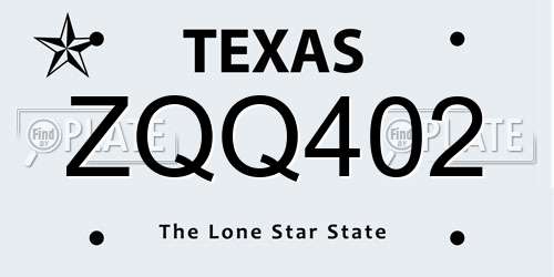 ZQQ402 Texas License Plate