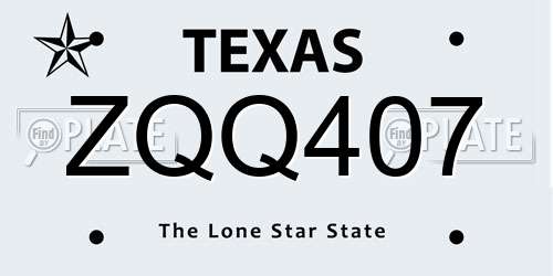 ZQQ407 Texas License Plate