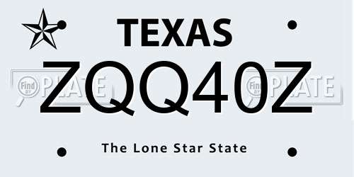 ZQQ40Z Texas License Plate