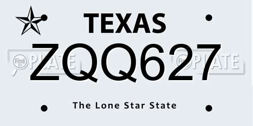 ZQQ627 Texas License Plate