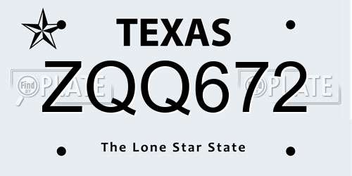 ZQQ672 Texas License Plate