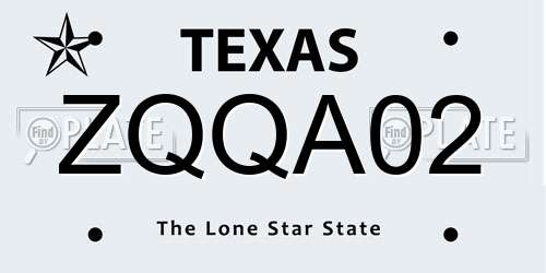 ZQQA02 Texas License Plate