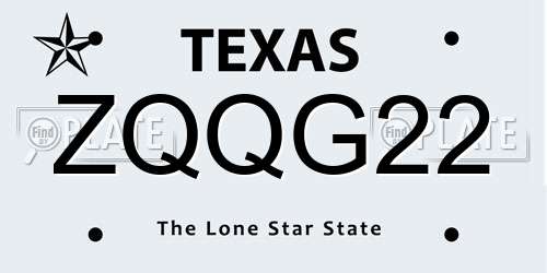 ZQQG22 Texas License Plate