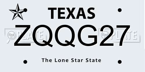 ZQQG27 Texas License Plate