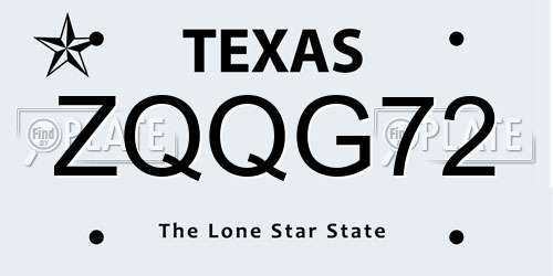 ZQQG72 Texas License Plate