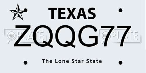 ZQQG77 Texas License Plate