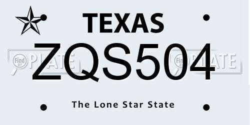 ZQS504 Texas License Plate