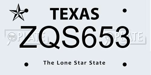 ZQS653 Texas License Plate